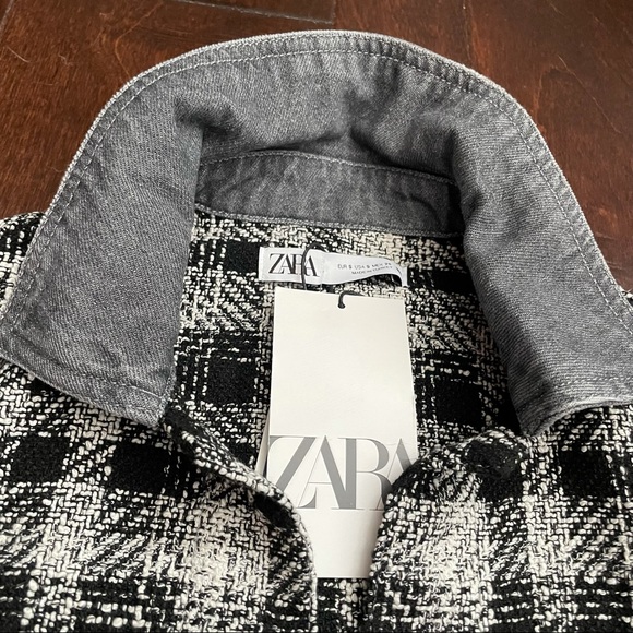 NWT Zara black checkered/plaid button down jacket - Picture 6 of 12
